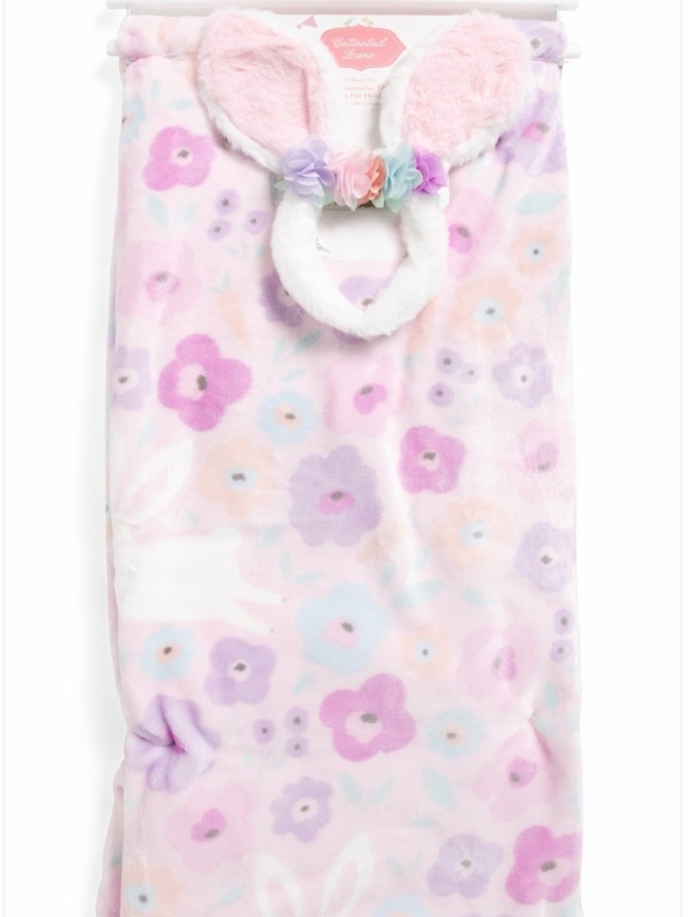 Floral Bunny Plush Blanket and Headband NEW